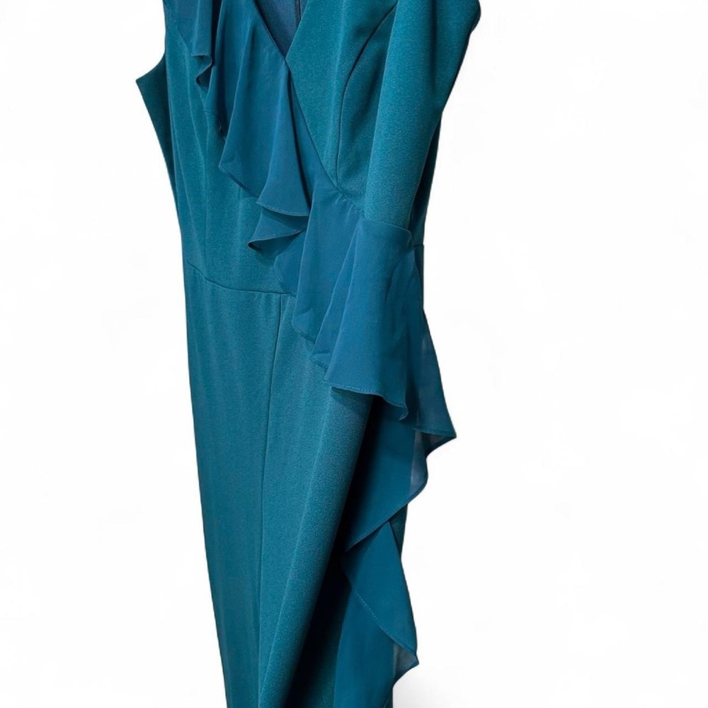 Connected Apparel Teal Ruffle Jumpsuit - Picture 9 of 10